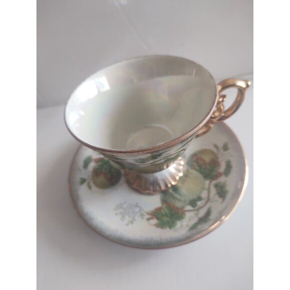 Vintage Tea Cup and Saucer Set Ucagco Ceramics Japana 1950's September Melons - Picture 6 of 13